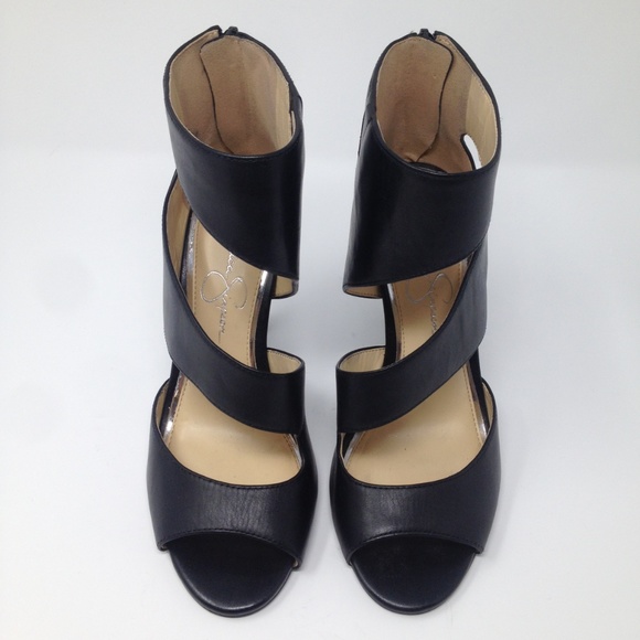 Jessica Simpson Shoes - Jessica Simpson Black Party Zip Leather Heel Shoe
